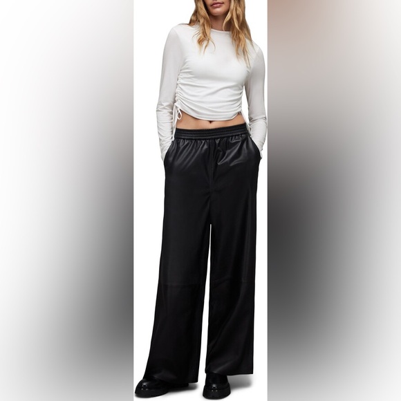 NWT All Saints Beta Ruched Funnel Neck Crop Top. - Picture 8 of 9